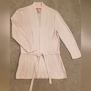 H&M Soft Pink Textured Cardigan with Tie
